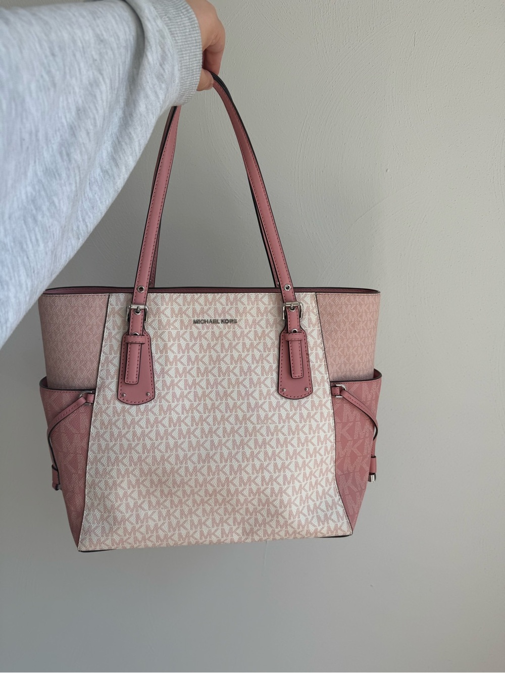 Michael Kors Blush Pink Signature Tote with Contrast Trim